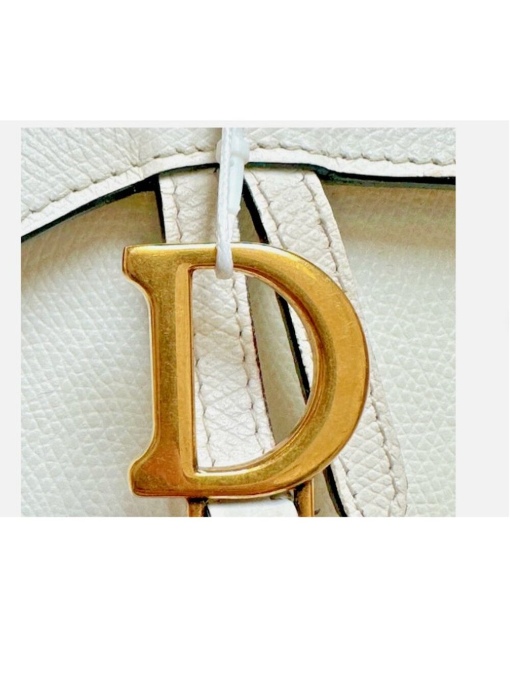Pre Owned Dior Calfskin Crossbody/Belt Bag Saddle Milky White Gold tone Clasp - Picture 8 of 8